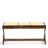 Rockport Sheesham Wood Mid Century 3 Seater Bench  Rattan Work