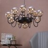 Eliante Chandelier, Champaign Glass Shades, 13-Light, Mild Steel, Modern Ceiling Light Fixture