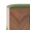 Nina 4 Pairs Solid Wood Shoe Cabinet With Seat In Amber Walnut Finish Olive Leatherette