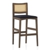 Weber Solid Wood Bar Stool (Danish Walnut Finish, Deep Blue Colour)
