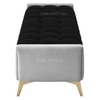 Hoslo Velvet 2 Seater Ottoman Bench in Grey & Black Color