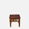 Rangrez Sheesham Wood Nesting Coffee Table in Honey Oak Finish with Cushioned Stools by Mudramark