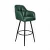 Doe Buck Luxury Faux Leather Counter Height Bar Stool in Green Colour