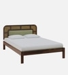 Rattan Solid Wood Queen Size  Bed Without Storage In Provincial Teak