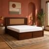 Aaranya Solid Wood Comfort Queen Bed Hydraulic Storage Provincial Teak Finish Mattress 60 x 78 Inch