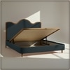 Solara Wave Luxe King Size Bed in velvet With Oak wood Frame & Hydraulic Storage