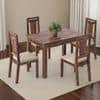 Fidora 4 Seater Dining Table With Set Of 4 Martha Dining Chairs (Colour- Wheat Brown, Finish- Teak)