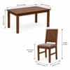 Globally Indian Amelie Solid Sheesham Wood 6 Seater Dining Table Set 6 Chairs Grey