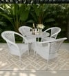 Griffith Wicker Table And Chair Set In  White And Black Dual Tone Finish