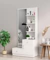 Hexa Red Wooden Dressing Table in Frosty White Colour