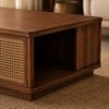 Liora Sheesham Wood and Cane Rectangular Coffee Table in Walnut Finish