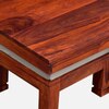 Sheesham Wood Coffee Table Set in Honey Oak Finish With Cushioned Stools