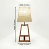 Angular Wooden Table Lamp with Brown Base and Premium White Fabric Lampshade