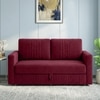 Alfon 2 Seater Velvet Pull Out Sofa Cum Bed with Storage In Maroon