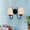 Devansh Dual Black Metal  Wallmounted Lamp With Beige Jute  Shade