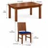 Globally Indian Shilpa Solid Sheesham Wood 4 Seater Dining Table Set 4 Chairs Navy Blue