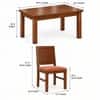 Globally Indian Trikona Solid Sheesham Wood 4 Seater Dining Table Set 4 Chairs Terracotta Orange