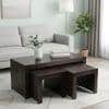 Kassel Sheesham Wood Coffee Table With 2 Stools Set In Mahogany Finish