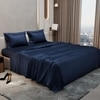 Stoa Paris Double Bedsheet with 2 Pillow Covers sheet with Mystique Blue