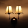Devansh Dual Gold Metal  Wallmounted Lamp With Cotton Off-White Shade