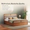 Hanoi Solid Wood Cane King Size Hydraulic Storage Bed In Amber Walnut Finish with Shitake Beige Colour