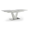 Caribu Glass 4 to 6 Seater Extendable Dining Table in White Ceramic Finish
