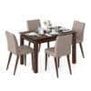 Diner Solid Wood 4 Seater Dining Table With Set Of 4 Persica Chairs (Finish- Dark Walnut)