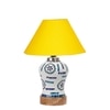 Devansh Conical Yellow Cotton Shade Lamp With Wood & Mosaic Glass Base For Decoration/Office/Home/Gifting/Study For Decoration/Office/Home/Gifting/Study -(10X10X14.5) Inches -A