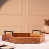 Ireka Home Utsav Wooden Serving Tray with Iron Handles – Medium