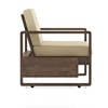 Moreno 2 Seater Solid Wood Sofa in Danish Walnut Finish and Almond Beige Fabric