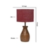 Devansh Maroon Jute Table Lamp With G Wood Natural Base -(7X13 Inches)-12