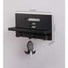 MDF Wood Wall Shelf with 3 Key Hooks in Black Colour