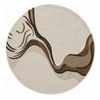 Handmade Round Wool Rug Modern Abstract Wave Brown Beige 8 Feet Carpet