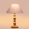 Devansh Grey Cotton Table Lamp With Wood Natural Base (10X10X16) Inches)-32