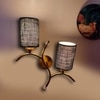 Devansh Metal Electric Wall Light in Gold Colour with Blue Shade Count of 2 Lights