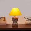 Devansh Conical Yellow Cotton Shade Lamp With Wood & Mosaic Glass Base For Decoration/Office/Home/Gifting/Study For Decoration/Office/Home/Gifting/Study -(10X10X14.5) Inches -A