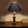 Devansh Blue Jute Table Lamp With Wood Natural Base (10X18 Inches)-37