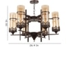 Eliante 6-Light Chandelier, Mild Steel, Glass And Wood, Modern Hanging Ceiling Light Fixture