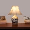 Devansh Off-White Cotton Shade Lamp With Wood & Mosaic Glass Base For Decoration/Office/Home/Gifting/Study For Decoration/Office/Home/Gifting/Study