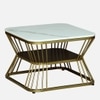 Funimet Square Metal Nesting Coffee Table Set Gold Finish White Porcelain Top Set Of 2