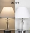 Viso Chrome Finish Metal And Clear Crystal Glass Table Lamp With White Cotton Shade