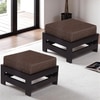 Kumkum Sheesham Wood Foot Stool in Dark Walnut Finish with Jute Brown Cushion