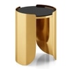 Belle Round Black Mirror and Metal Side Table in Gold finish