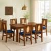 Globally Indian Bastien Solid Sheesham Wood 6 Seater Dining Table Set 6 Chairs Navy Blue