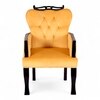 Arista Sheesham Wood Lounge Chair In Yellow Velvet Upholstery