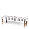 Cairo Sheesham Wood Accent 3 Seater Bench In Grey Fabric