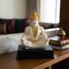 Devotional Divine Serenity Hanuman Statue in White and Gold Colour