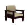Madhavi 1 Seater Wooden Sofa (Creame Colour, Walnut Finish)