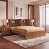 Koro Solid Wood King Size Non Storage Bed In Amber Walnut Finish