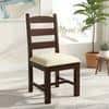 Newport Sheesham Wood   Dining Chair in Beige Mossy Fabric     DARK WALNUT FINISH